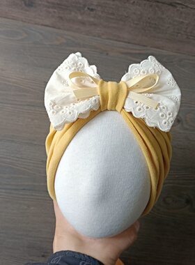 新生婴儿护卤门胎帽春秋季0-3-12个月女宝宝可爱蝴蝶结印度帽子