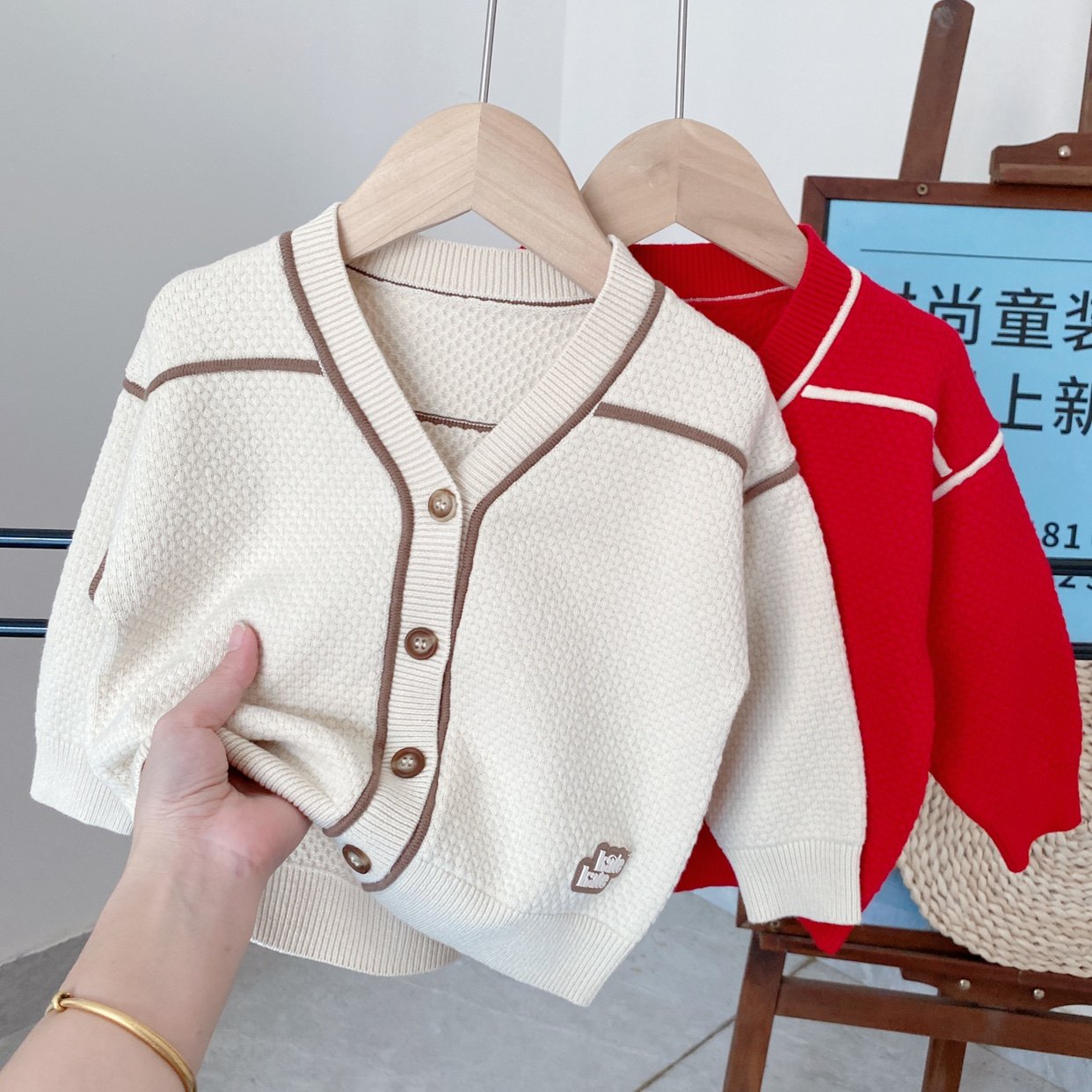 儿童开衫毛衣春秋季男童薄外套韩版婴儿棉线衣服宝宝针织新款2025