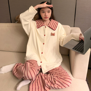 家居服套装 海岛绒睡衣女秋冬季 网红甜美少女冬款 个性 薄绒保暖开衫