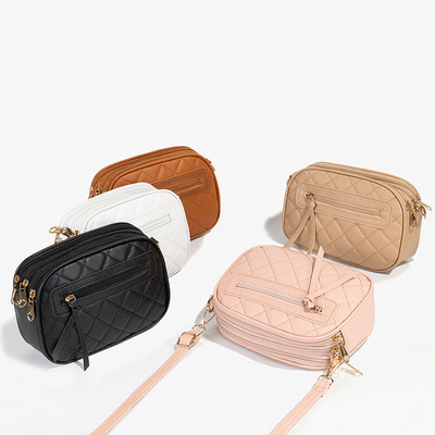 三拉链菱格相机包时尚