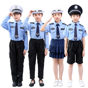 六一儿童节长款小警察服幼儿园小学生短款小交警舞台角色扮演套装