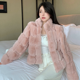 气质名媛獭兔毛外套女款2025秋冬韩版宽松毛茸仿皮草拉链开衫大衣