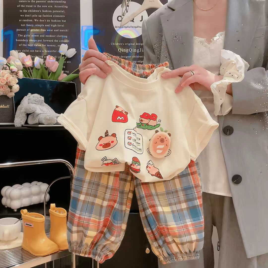 女童夏装套装童装夏季洋气时髦短袖防蚊裤0307儿童夏款薄款两件套