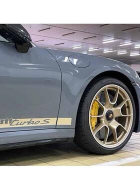 适用于保时捷911turbos车身侧裙贴纸拉花汽车字母装饰贴画彩条