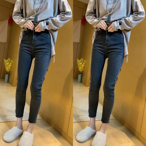 小脚裤9分牛仔裤弹力棉