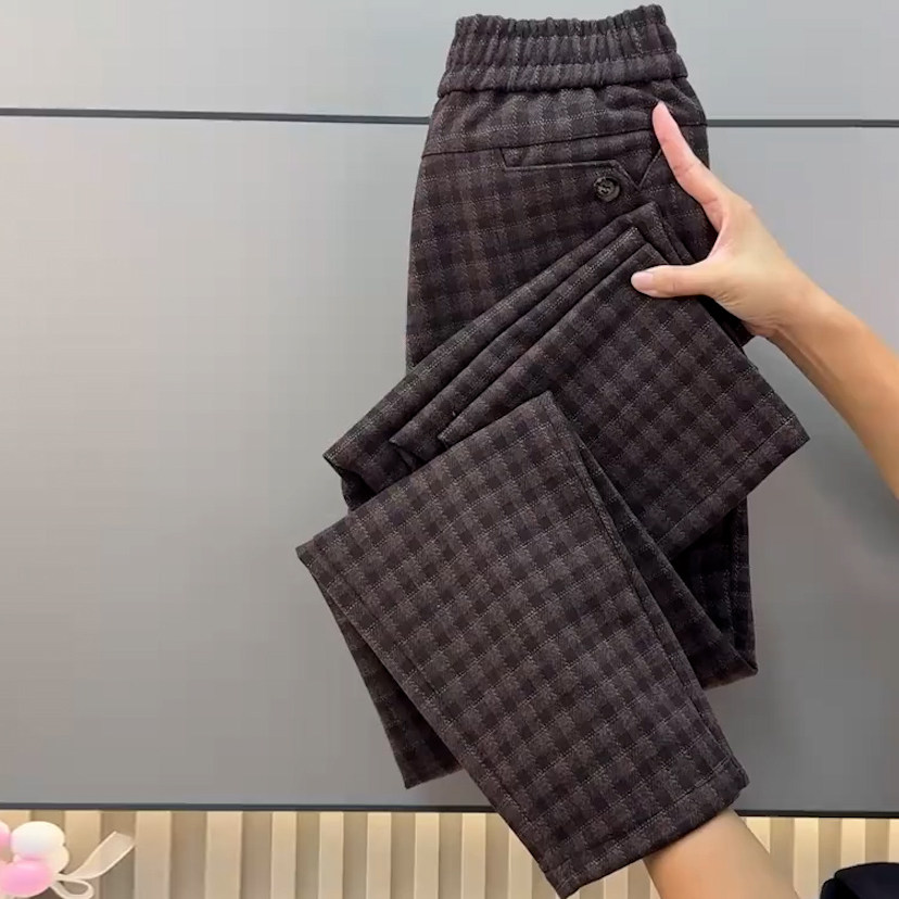 格子裤女秋冬季新款百搭高腰休闲裤洋气舒适加厚格子九分哈伦裤,女装/女士精品,大码裤装,淘宝优惠券,粉丝福利购,淘宝优惠卷