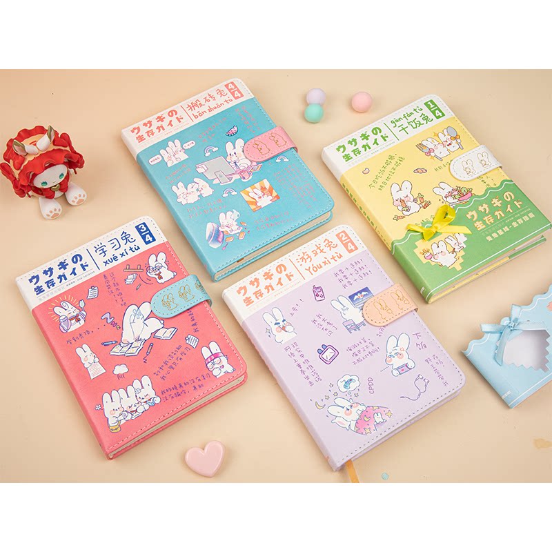 伊莎儿原创插画可爱萌宠彩页搭扣皮面本少女心手帐本记事本