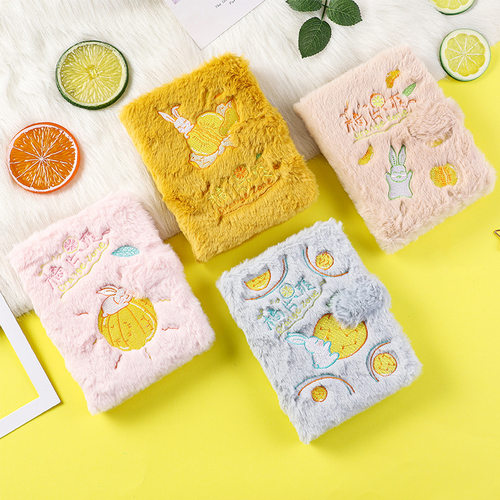 手帐本毛绒刺绣软萌少女心搭扣本