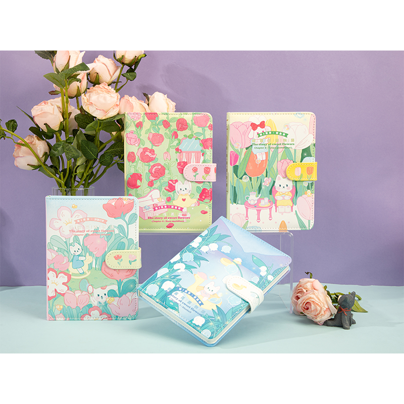 插画搭扣皮面手帐本彩页