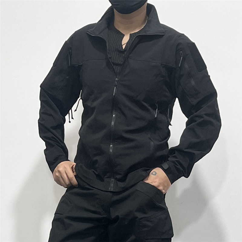 军鸟LEAF四面弹力修身软壳夹克户外战术外套春秋橘皮纹防泼水黑色