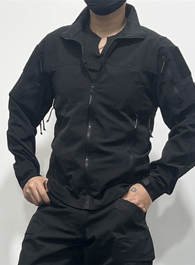 军鸟LEAF四面弹力修身软壳夹克户外战术外套春秋橘皮纹防泼水黑色