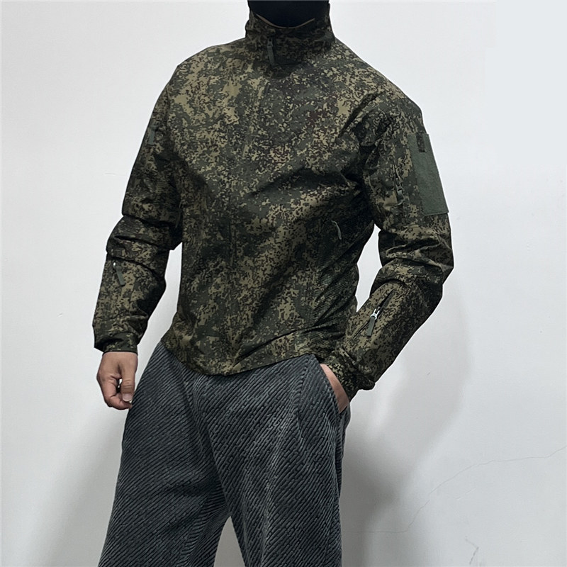 春秋新UF三角洲战术软壳冲锋衣男户外立领夹克多口袋薄外套修身帅