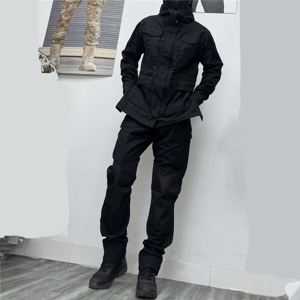 春秋男户外战术迷彩服两件套装登山防水可收腰风衣耐磨工作服束脚