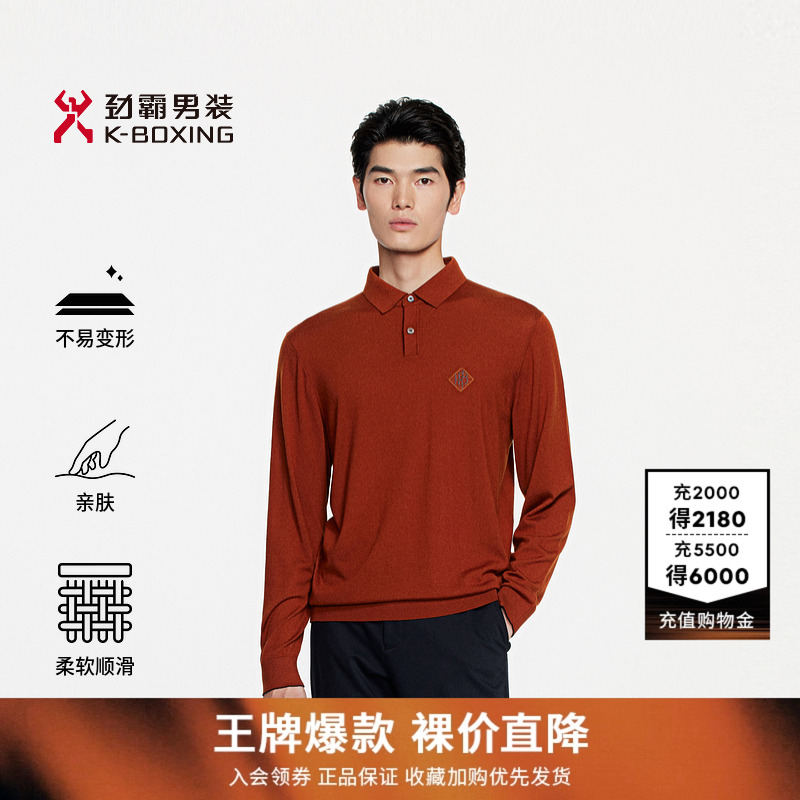 劲霸男装秋冬高档商务翻领长袖羊毛衫│HYYE3973