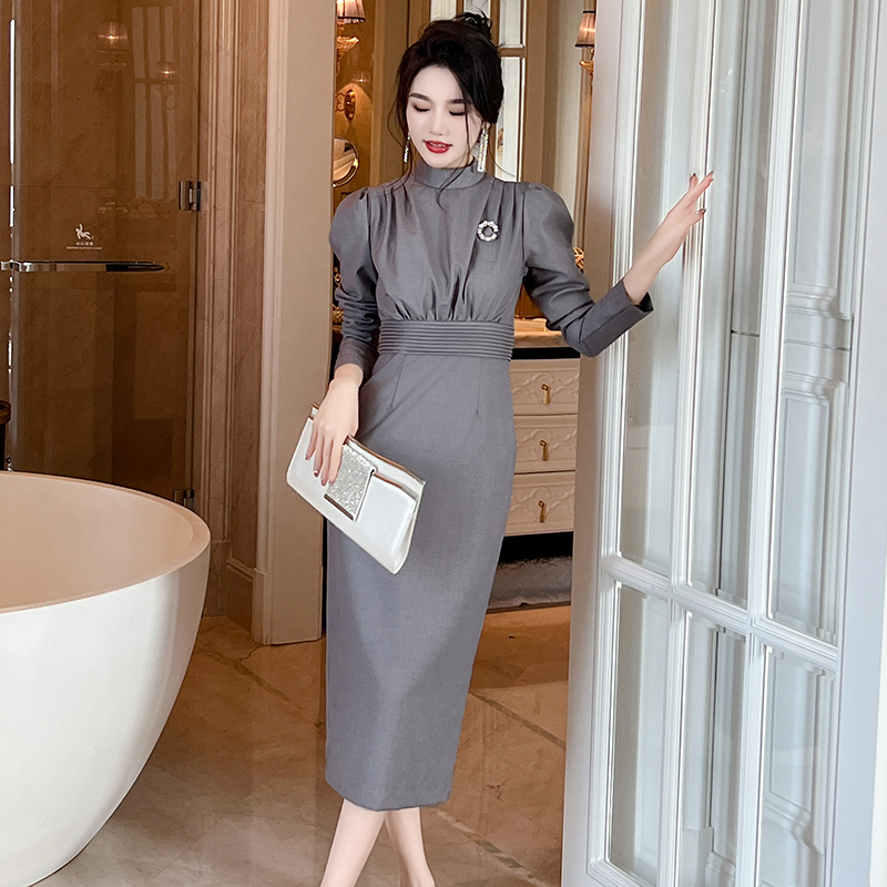 复古通勤轻熟风修身显瘦连衣裙