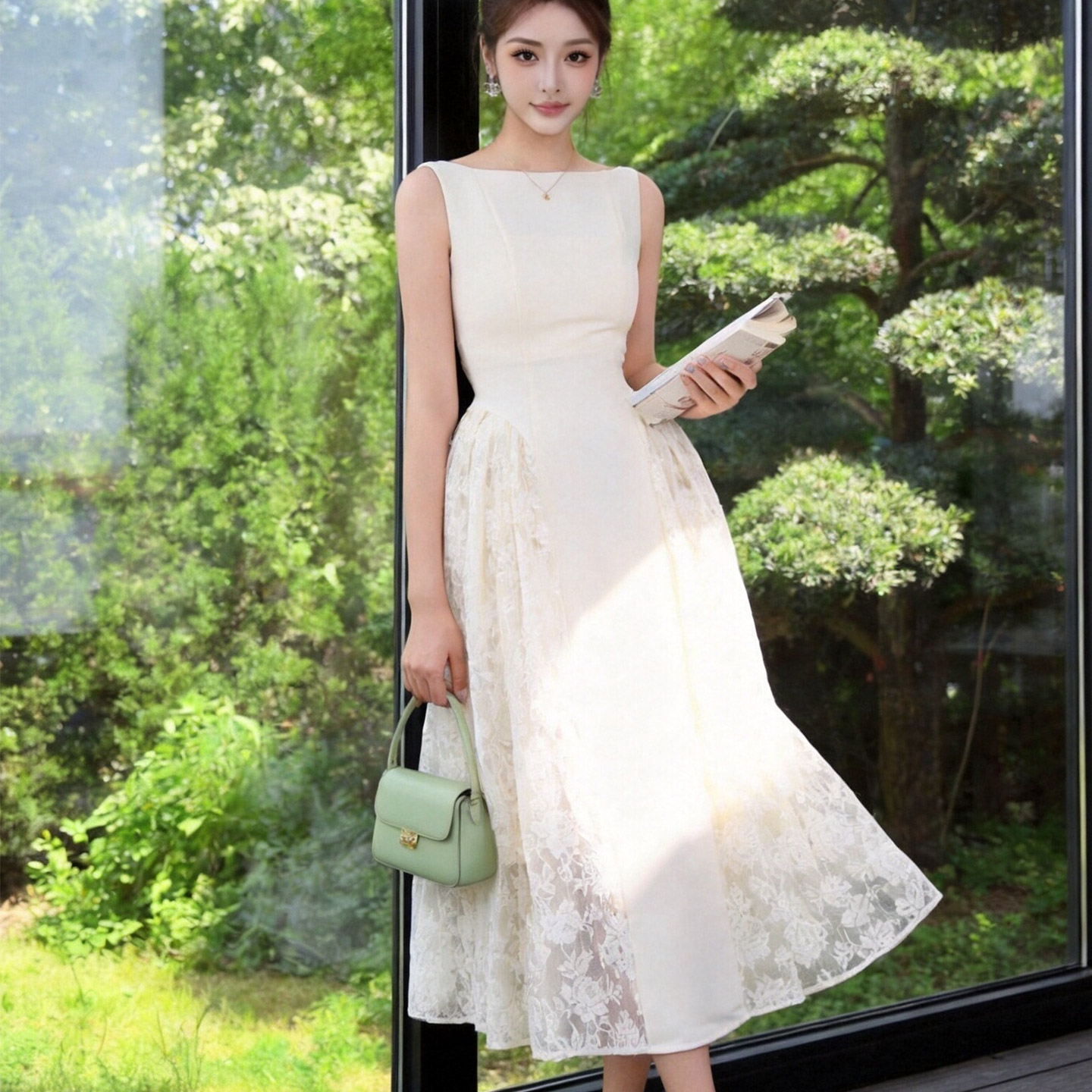 高端精致绣花a字连衣裙女