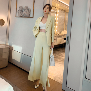 秋季时尚西装职业套装洋气时髦女神范气质西服外套阔腿裤子两件套