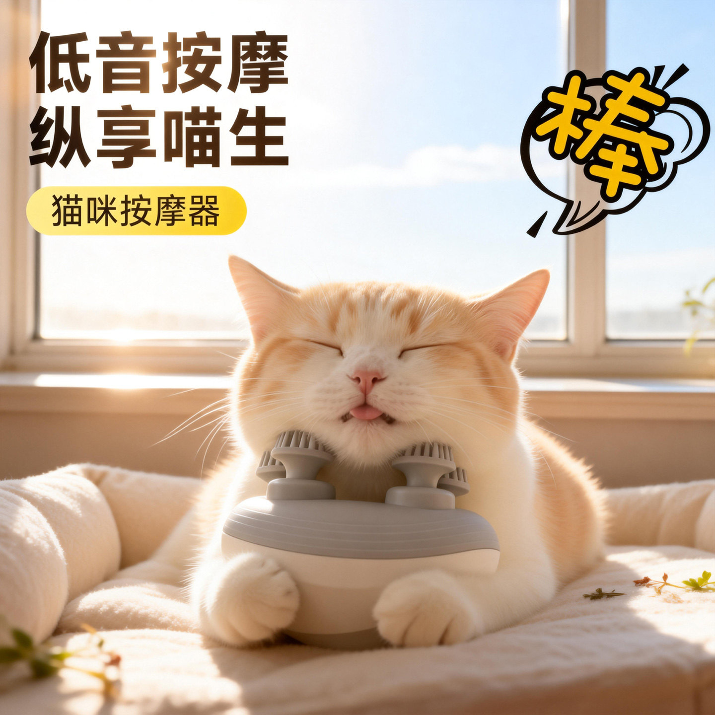 猫咪按摩器头部按摩神器自动小猫蹭痒宠物电动按摩梳挠痒下巴玩具