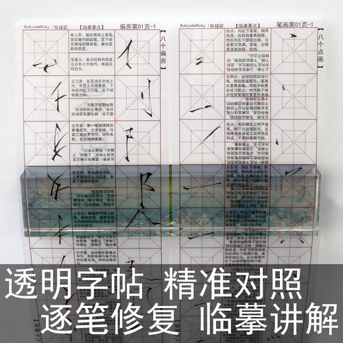 瘦金体入门透明字帖笔画偏旁字卡