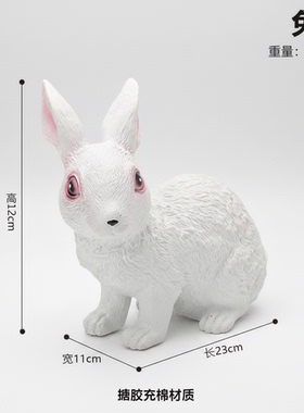 大号软胶仿真兔猪羊猫狗野生动物家畜模型黑熊犀牛儿童幼儿园玩具