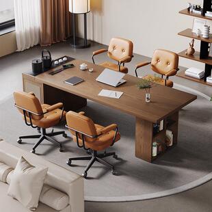 简约现代纯实木去客厅化大长书桌茶桌一体两用2025新款高端学习桌