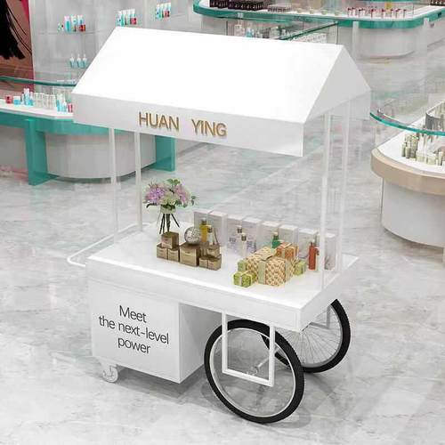 网红花车珠宝展示中岛挂衣架售货车商场促销带抽屉柜移动摊位推车