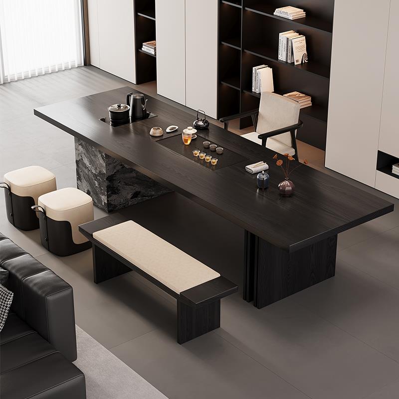 意式极简办公室接待茶桌茶盘一体侘寂风2025新款高端茶桌客厅家用