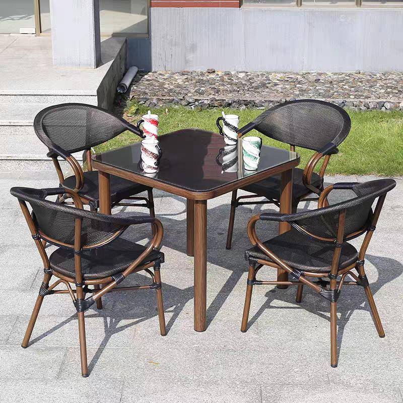 户外桌椅庭院花园阳台咖啡厅餐厅法式酒馆奶茶店特斯林网布桌椅