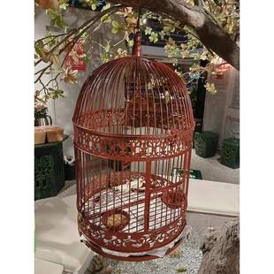 鸟笼鸽子鸟笼圆形型八哥鹦鹉画眉虎皮鹩哥斑鸠绣眼玄风大号鸟笼子