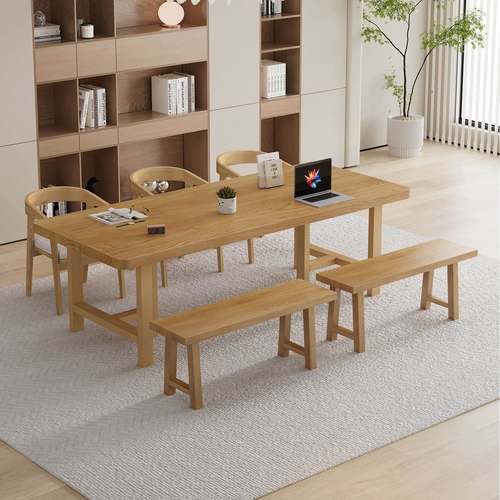 北欧实木大书桌长条桌客厅休闲阅读学习电脑桌简约办公桌子工作台