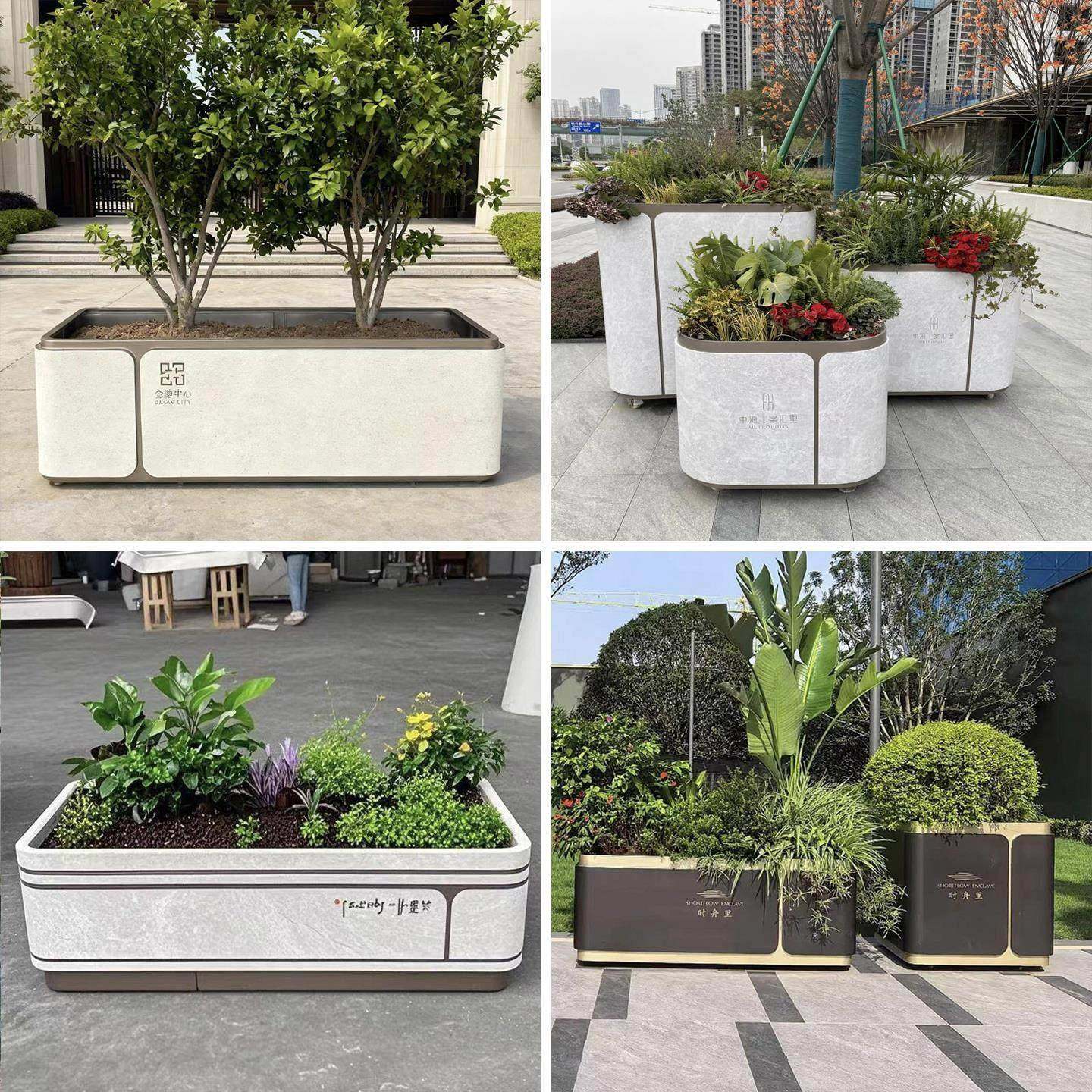 户外花箱铁艺612不锈钢箱转印石木纹方广场街道花花槽长形花热坛,商业/办公家具,花坛/花箱,淘宝优惠券,粉丝福利购,淘宝优惠卷