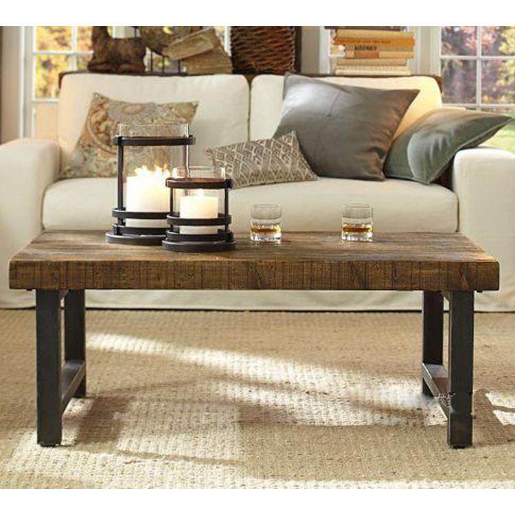 定制欧式复古地中海茶几简欧北欧仿古做旧长方形铁艺实木茶几简约