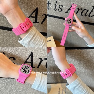 适用applewatch987654硅胶海洋运动表带SE男女通用Ultra2代S10代