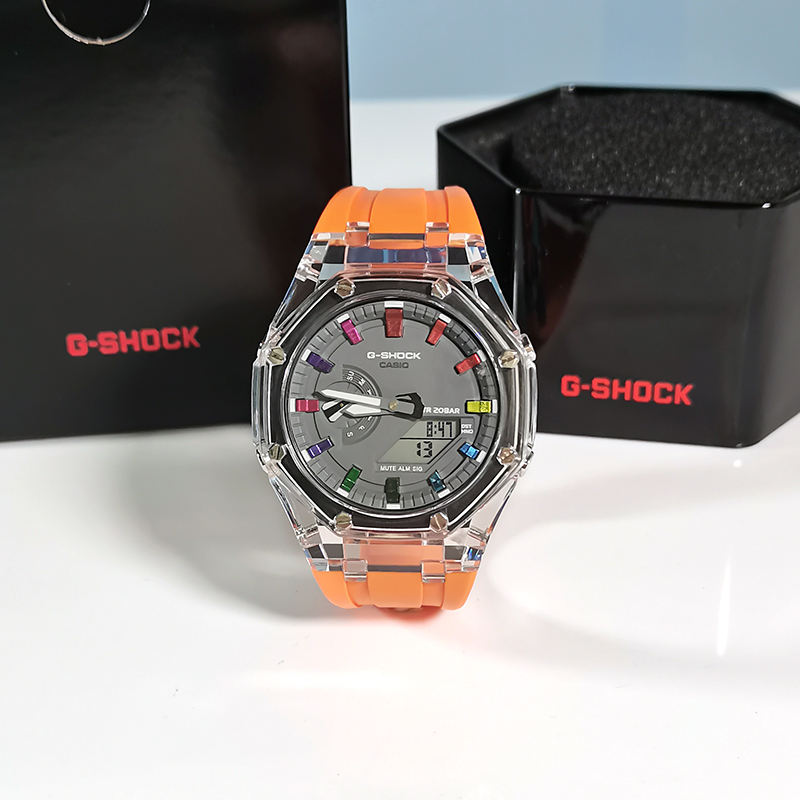 农家橡树ga2100改装手表指针式时尚透明亚克力表壳