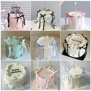 ins女神二次元 Cosplay仿真蛋糕模型网红蝴蝶结生日假蛋糕模具样品