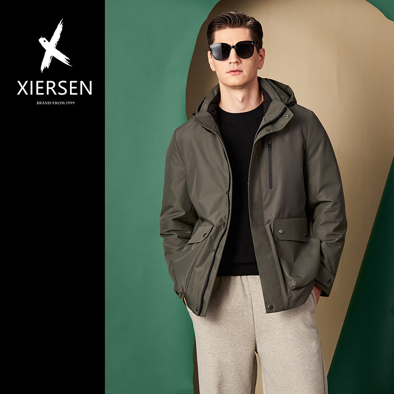 冬季新款白鸭绒羽绒服男连帽可拆卸时尚商务休闲夹克外套宽松大码