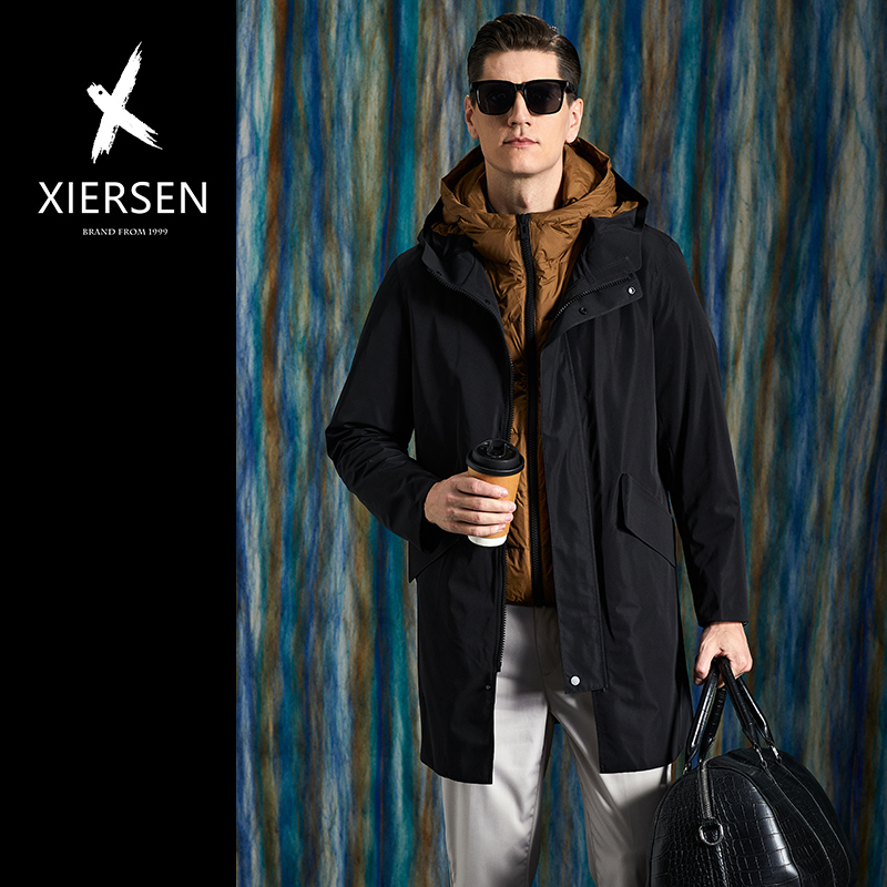 可拆卸中长款羽绒服鹅绒时尚休闲