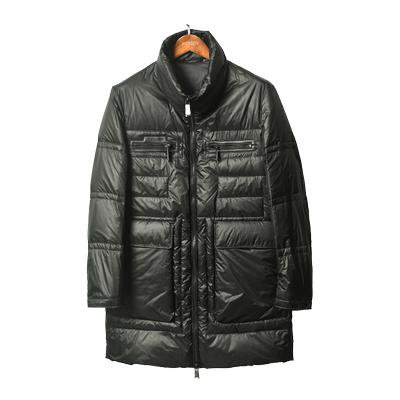 时尚休闲立领中长款白鸭绒羽绒服