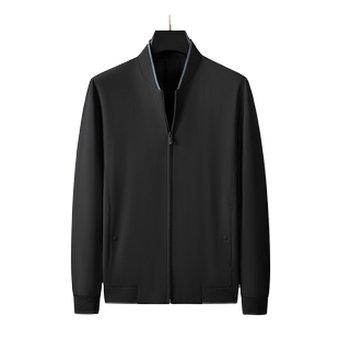 春秋欧洲站轻奢新款棒球服飞行员夹克男薄款纯色外套时尚商务休闲