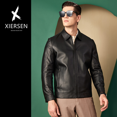 绵羊皮真皮皮衣男翻领时尚轻奢