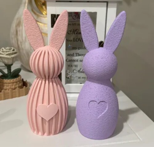 3D打印现代条纹复活节兔子装饰品摆件创意礼物爱心兔子Da35