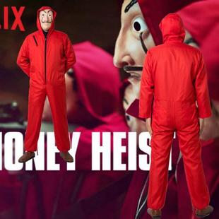 纸钞屋万圣节cosplaydali达利服装连体服纸牌屋连体服小丑面具