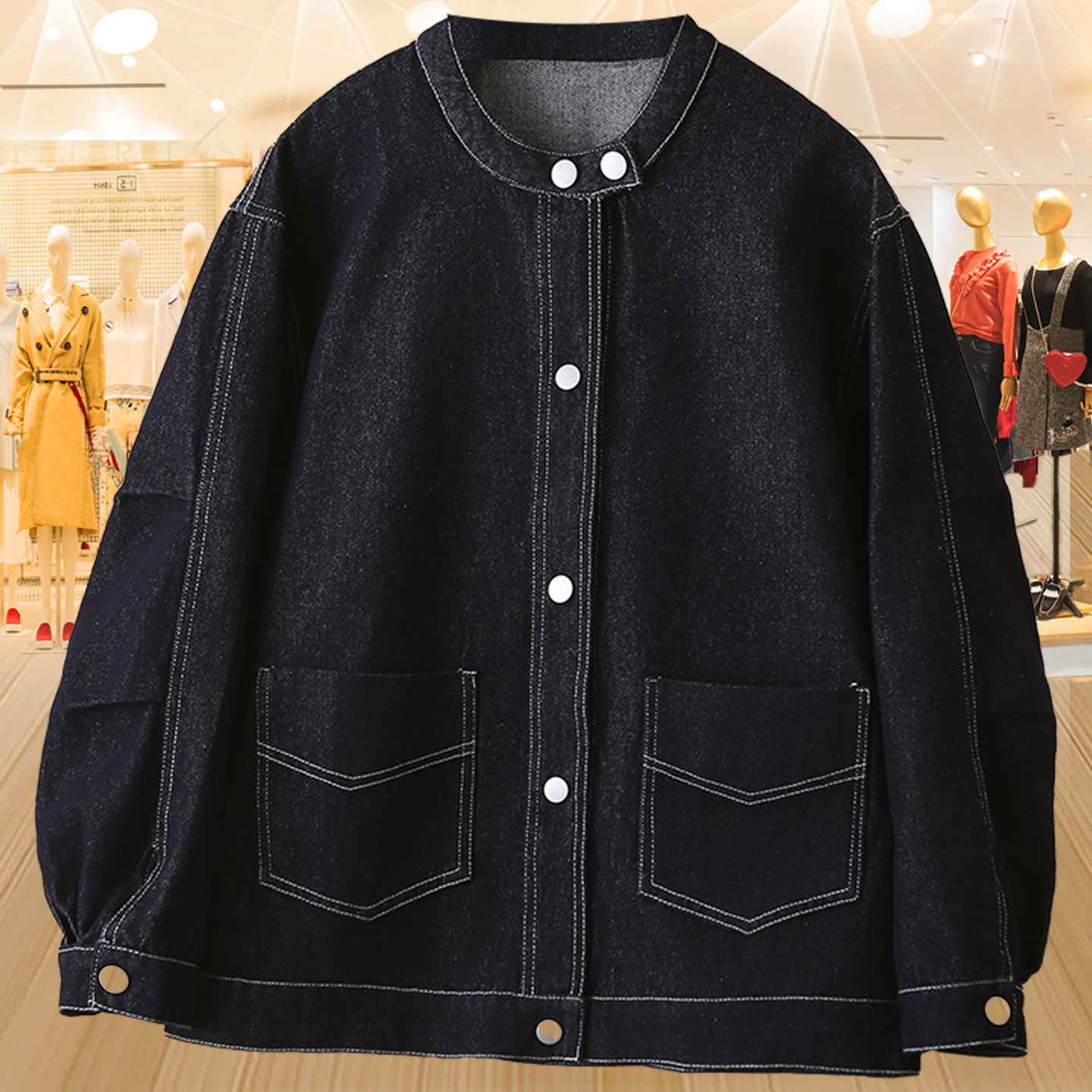 大码牛仔外套女2025春季新款上衣