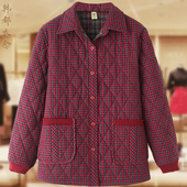 高档棉袄棉服 中老年胖妈妈装 秋冬新款 全棉格子外套小棉衣女加大码