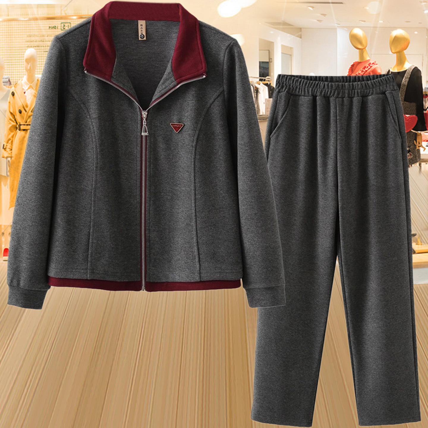 中老年运动服套装女2025新款妈妈秋装外套宽松大码上衣休闲两件套