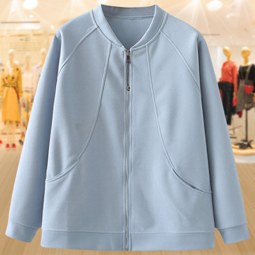 大码开衫棒球服外套女春秋款夹克
