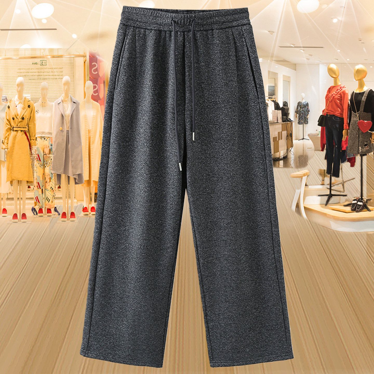 大码羊毛加绒直筒拖地裤女秋冬新款中年妈妈装高档宽松高腰休闲裤,女装/女士精品,大码裤装,淘宝优惠券,粉丝福利购,淘宝优惠卷