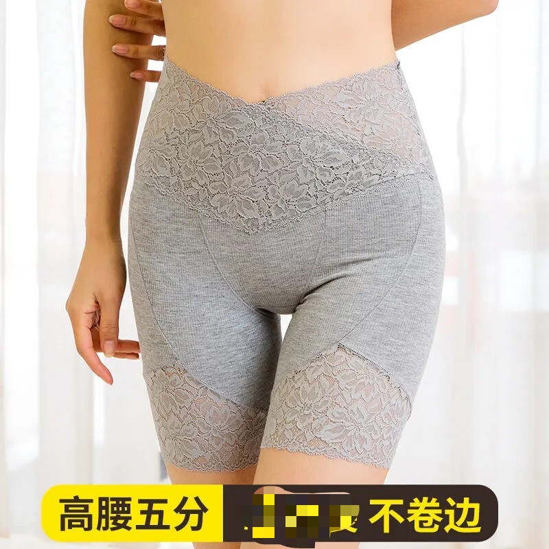 高腰收腹蕾丝安全裤女防走光胖m女安全裤