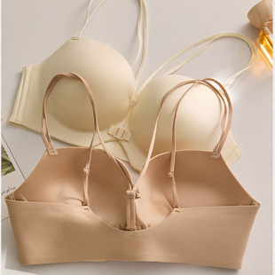 前扣内衣女小胸聚拢上薄下厚3cm 无痕美背细肩带加厚文胸平胸专用