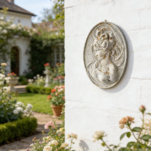 复古牌做旧花园铸铁人像摆件壁挂装饰 阳台庭院露台农场民宿装饰